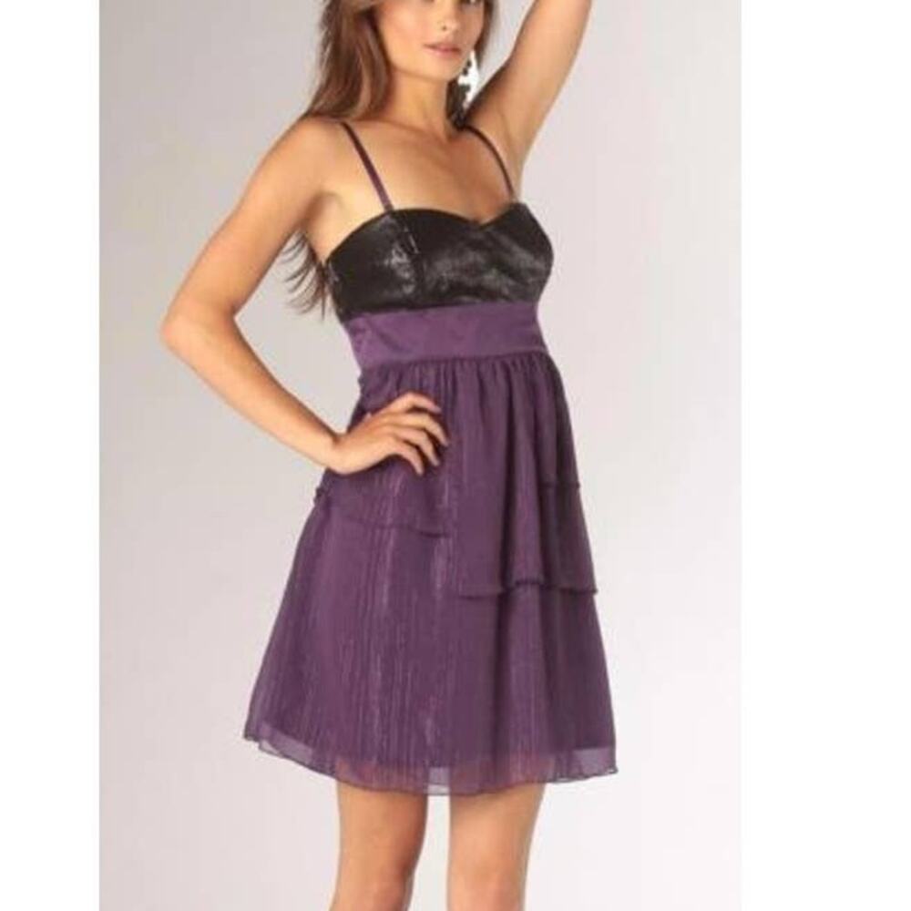Walter by Walter Baker Sequin Chiffon Purple Black Dress Size Medium NEW